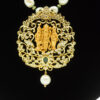 Glorious White Pearls Mala With Divine Ram Darbar Pendant-closeup