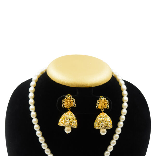 Glorious White Pearls Mala With Divine Ram Darbar Pendant-earrings