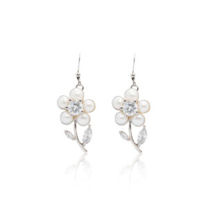 Fresh Floral Pearl Drops With White Button Pearl Drops