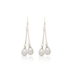 Graceful Hook Earrings With White Oval Pearl Drops