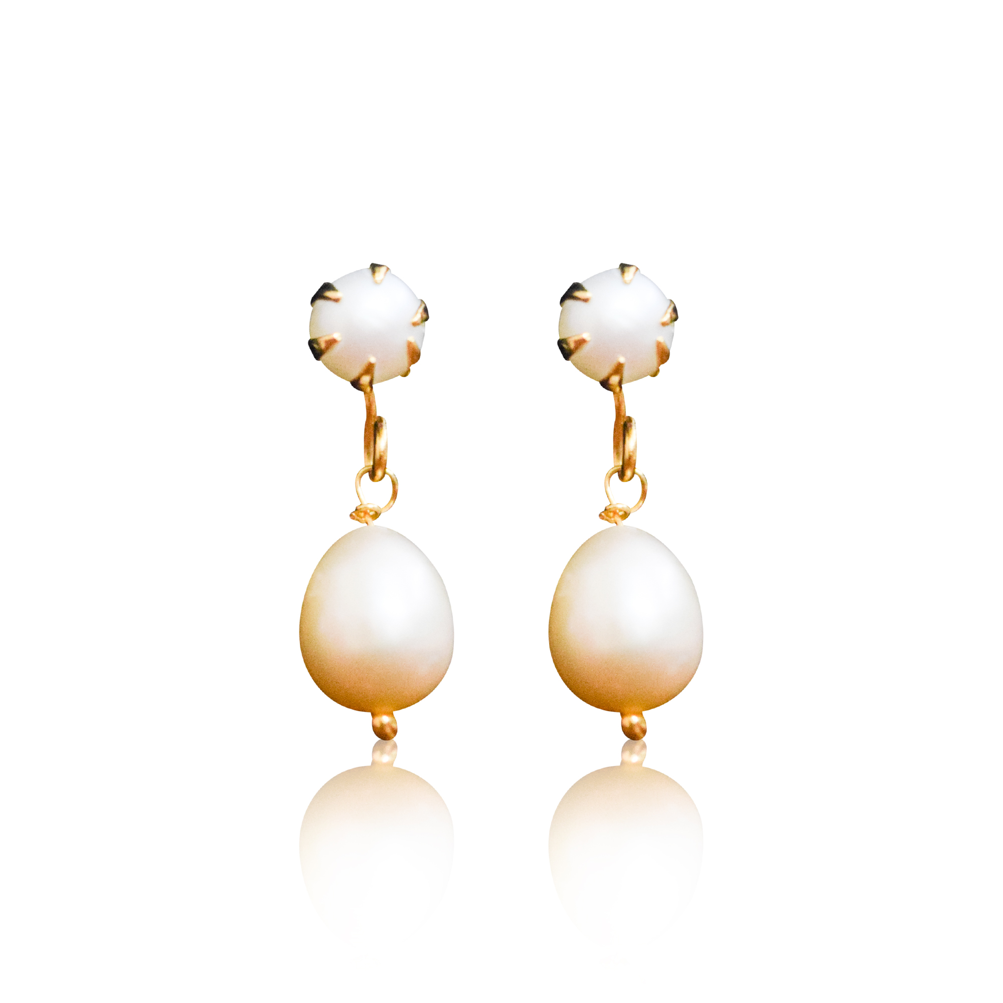 Round pearl drop earrings deals