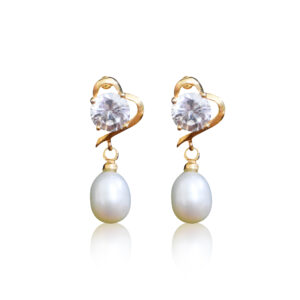 Lovely White Oval Pearl Drops With Shiny AD Studs
