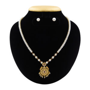 Elegant White Pearls Necklace With Timeless AD Pendant
