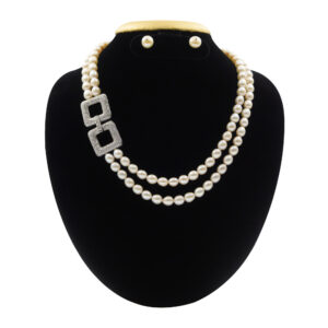 Statement Dual-layer Pink Pearls Necklace With Contemporary CZ Pendant