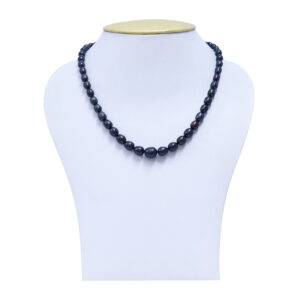 Beautiful Graduated Black Oval Pearls 16Inches Necklace