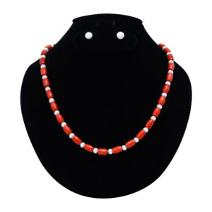 Charming Semi-round White Pearls Necklace With Taiwanese Corals