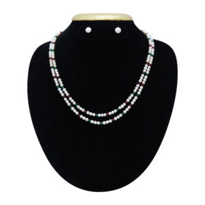 Elegant & Versatile Two Row Necklace With White Semi-round Pearls