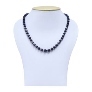 Striking 17 Inch Royal Blue Round Pearls Graduated Necklace