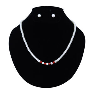 Elegant White Pearls Necklace With Round Taiwanese Corals