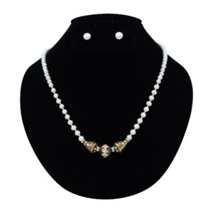 Graceful Semi-Round Pearl Necklace With Meenakari Beads
