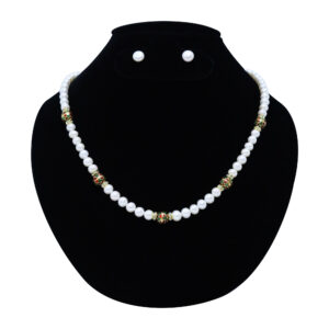 Beautiful Round White Pearls Necklace With Meenakari Enamel Beads