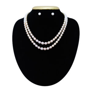 Exclusive Graduated Multicolored Oval Pearls 2Row Necklace