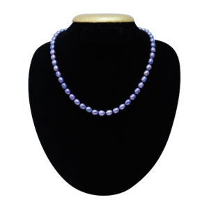 Charming Necklace With Light Indigo Blue Oval Pearls