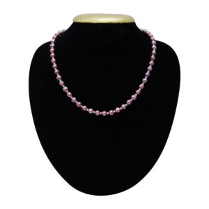 Metallic Blush Pink Round Pearls Necklace With White Seed Pearls