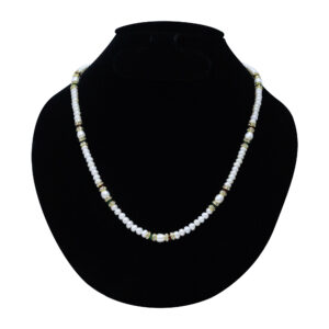 Versatile White Pearl Necklace With SP Ruby & Emerald Beads