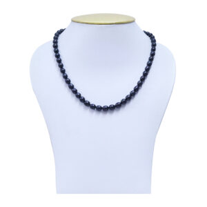 Wonderful Black Oval Pearls Lightly Graduated Necklace