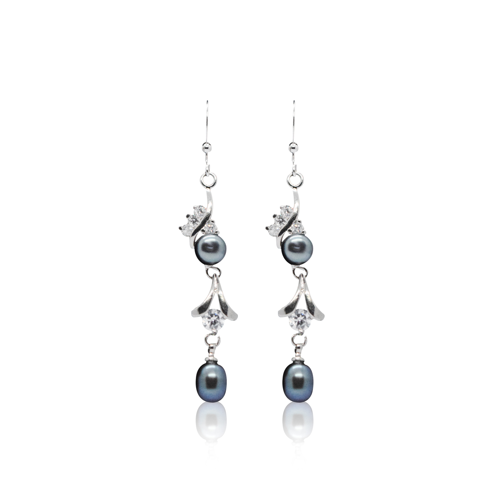 Grey long earrings discount