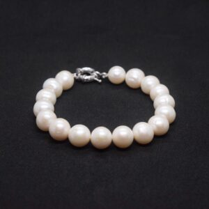 Lustrous 13mm Round White Pearls 9.5Inch Long Bracelet