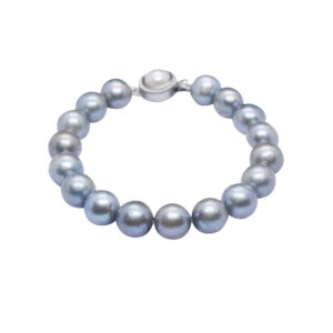 Stunning Silvery Grey 9.5 -10mm Round Pearls Bracelet