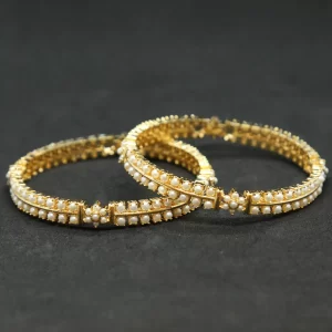 Elegant Pearl Bangles With 3mm White Pearls