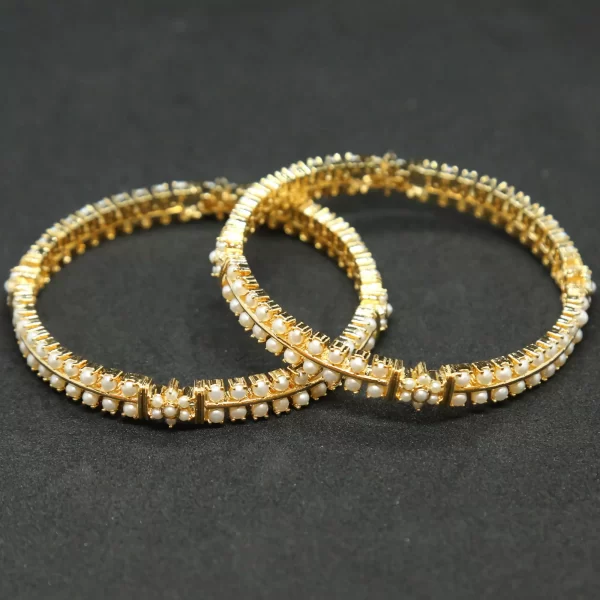 Elegant Pearl Bangles With 3mm White Pearls2