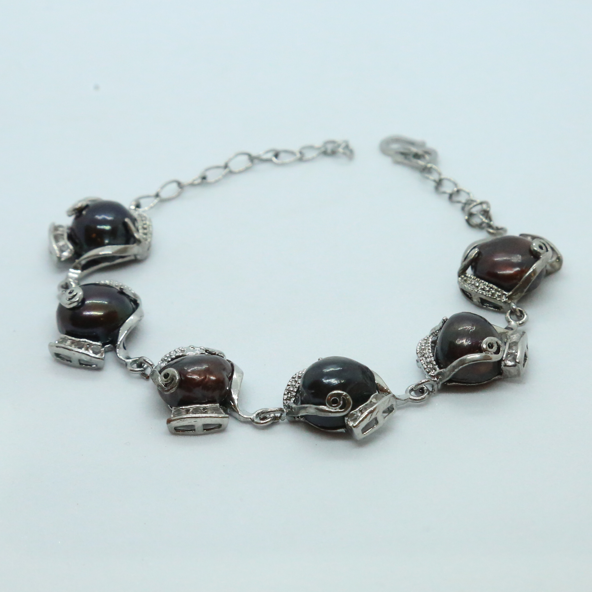 Bold Black & Brown Baroque Pearls Bracelet