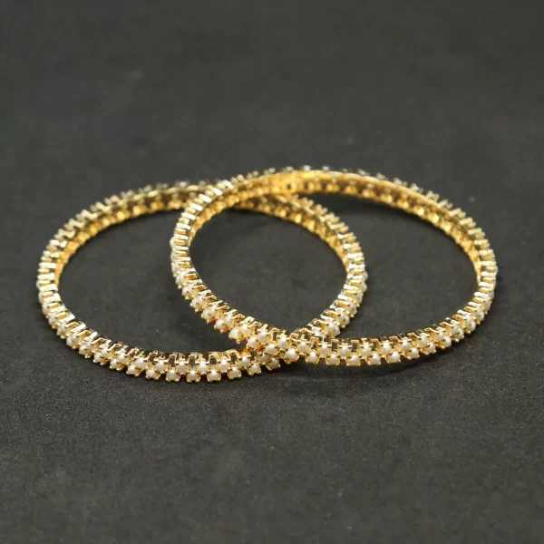 Sleek Pearl Bangles With 2.5mm White Pearls