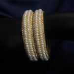 Breathtaking Pearl Bangles With 2.5mm Semi-round White Pearls & ADs-2