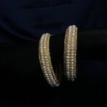 Breathtaking Pearl Bangles With 2.5mm Semi-round White Pearls & ADs-1