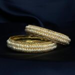 Breathtaking Pearl Bangles With 2.5mm Semi-round White Pearls & ADs
