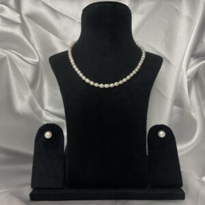 Graceful & Simple 17Inch Long White Oval Pearls Necklace