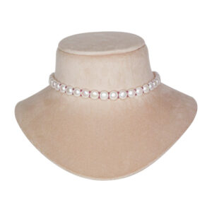 Pretty White 8.5mm Button Pearls Choker With Pink CZ Crystals