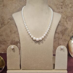 Elegant Single Line 6mm -12mm Graduated White Pearl Necklace Set