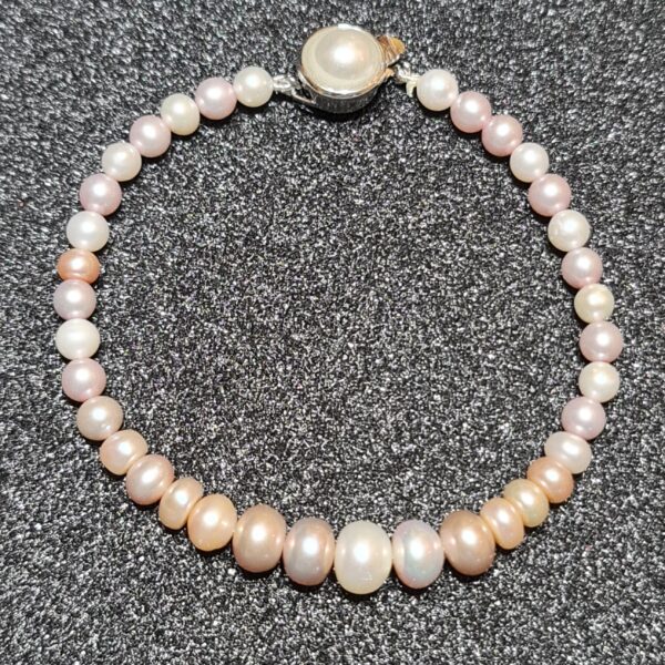 Beautifully Graduated Multicoloured Pearls Bracelet With 8mm White Pearl-1