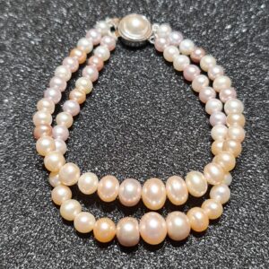 Elegant 2Line Bracelet Featuring Graduated Multicoloured Pearls Bracelet