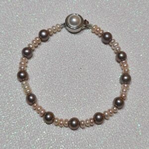 Pretty Bracelet Featuring Peach Half-round Pearls & Grey Round Pearls