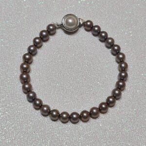 Unique 6.5mm Grey Round Pearl Bracelet With Brown Tinge