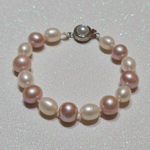 Blush Pink & Lovely White Pearls Double Knotted Bracelet