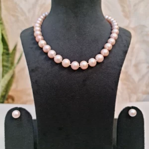 Exquisite 19 Inch Double Knotted Pretty Pink 11.5mm Round Pearl Chain