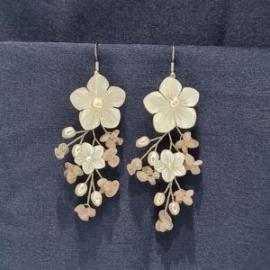 Pretty Pearl Earrings Featuring Mother Of Pearl Flowers & Baby Pink Quartz