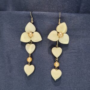 Peach Pearl Hook Earrings Featuring White Mother Of Pearl Petals