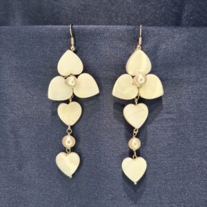 White Pearl Hook Earrings Featuring White Mother Of Pearl Petals