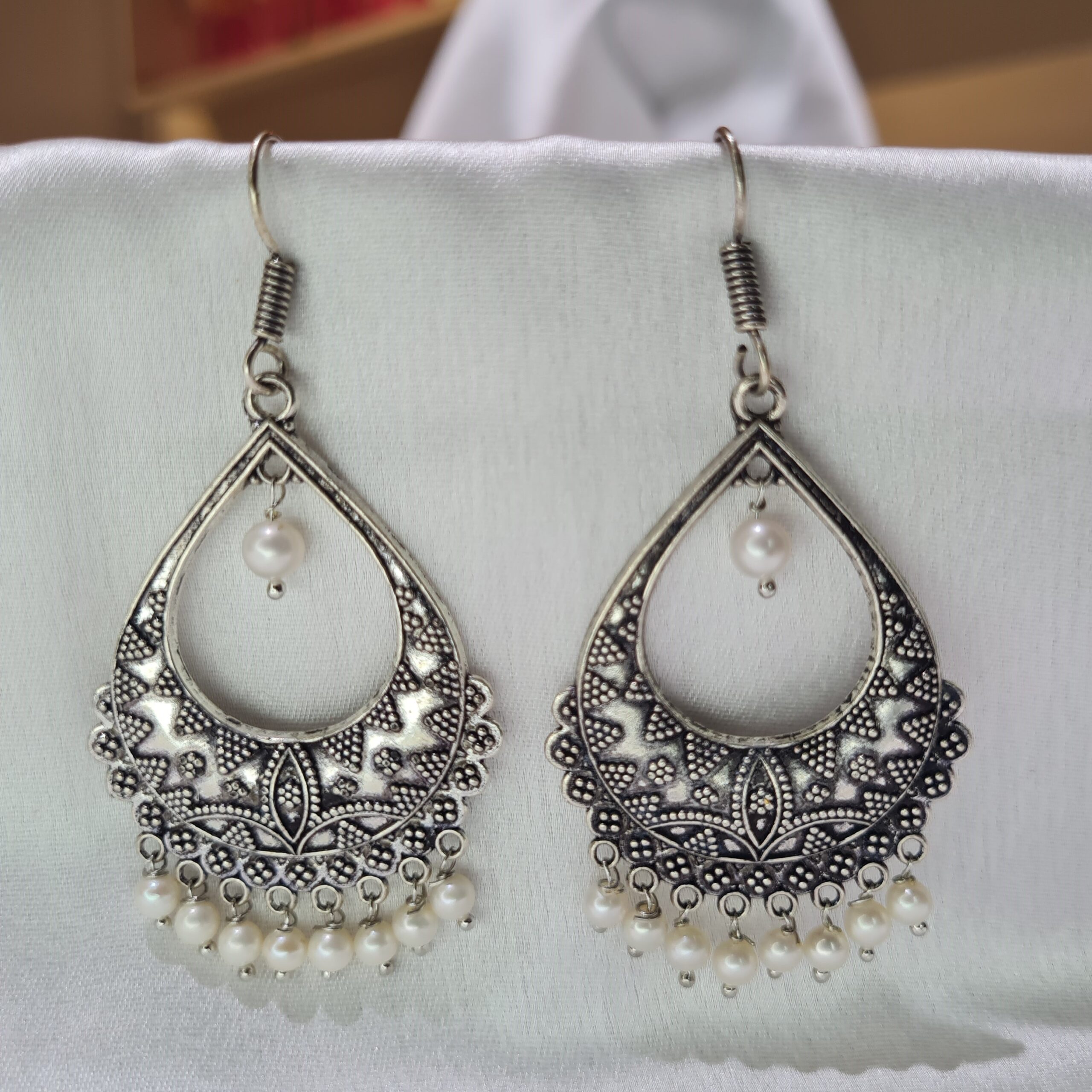 Latest Big Jhumka earring for women silver oxidised pearl Jhumka