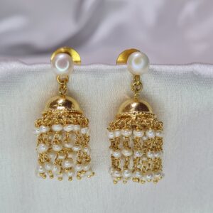 Stunning Taar Jhumkas Featuring Dainty 2mm White Seed Pearls In 3rows