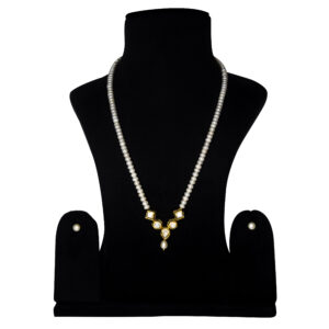 Alluring 20 Inch Long String Of White Pearls Accentuated By A Kundan Pendant
