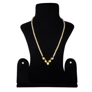 Lovely 20Inches Long String Of Cream Pearls With An Elegant Kundan Pendant
