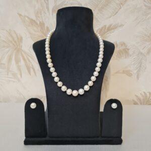 Lovely Double Knotted 19 Inch Necklace With Graduated White 6.5 to 11mm Round Pearls