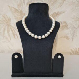 Chic Double Knotted White 10.5mm Round Pearls 17Inch Long Necklace