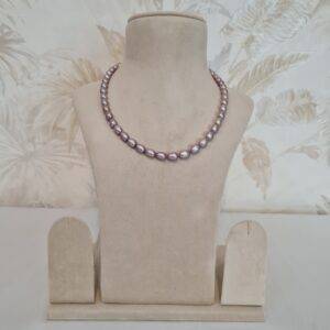 Alluring 1Line 6.5mm Mauve Oval Pearls 17 Inch Long Necklace