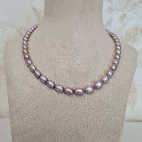 Alluring 1Line 6.5mm Mauve Oval Pearls 17 Inch Long Necklace-1